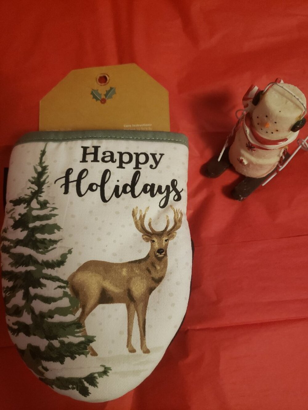 Christmas in July 🧑‍🎄 Happy Holiday Deer Pine Oven Mitts.